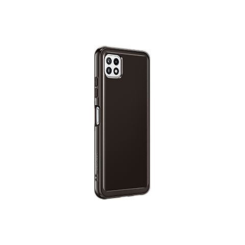 Samsung Galaxy A22 4G LTE Soft Clear gyári szilikon tok, átlátszó fekete, EF-QA225TBE